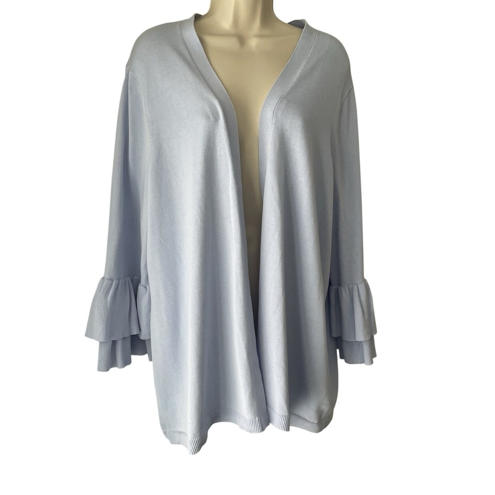 Talbots Woman Petites 3XP‎ NWT Periwinkle Ruffle Sleeve Cardigan Cotton Rayon